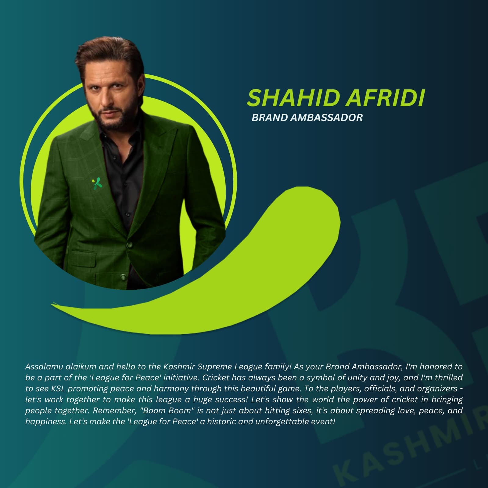 Shahid Khan Afridi - KSL Brand Ambassador